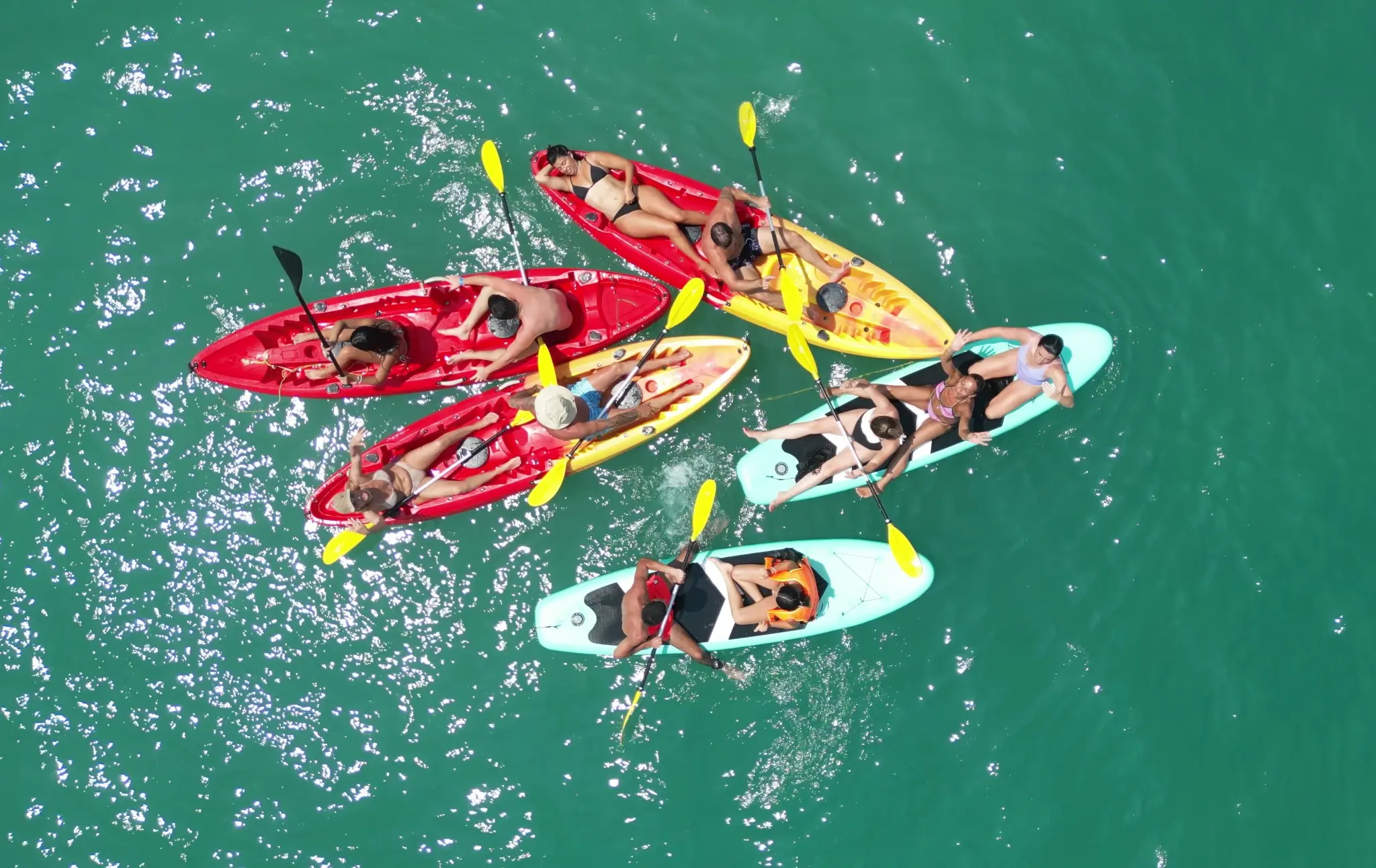 Catamaran sailing near tropical islands