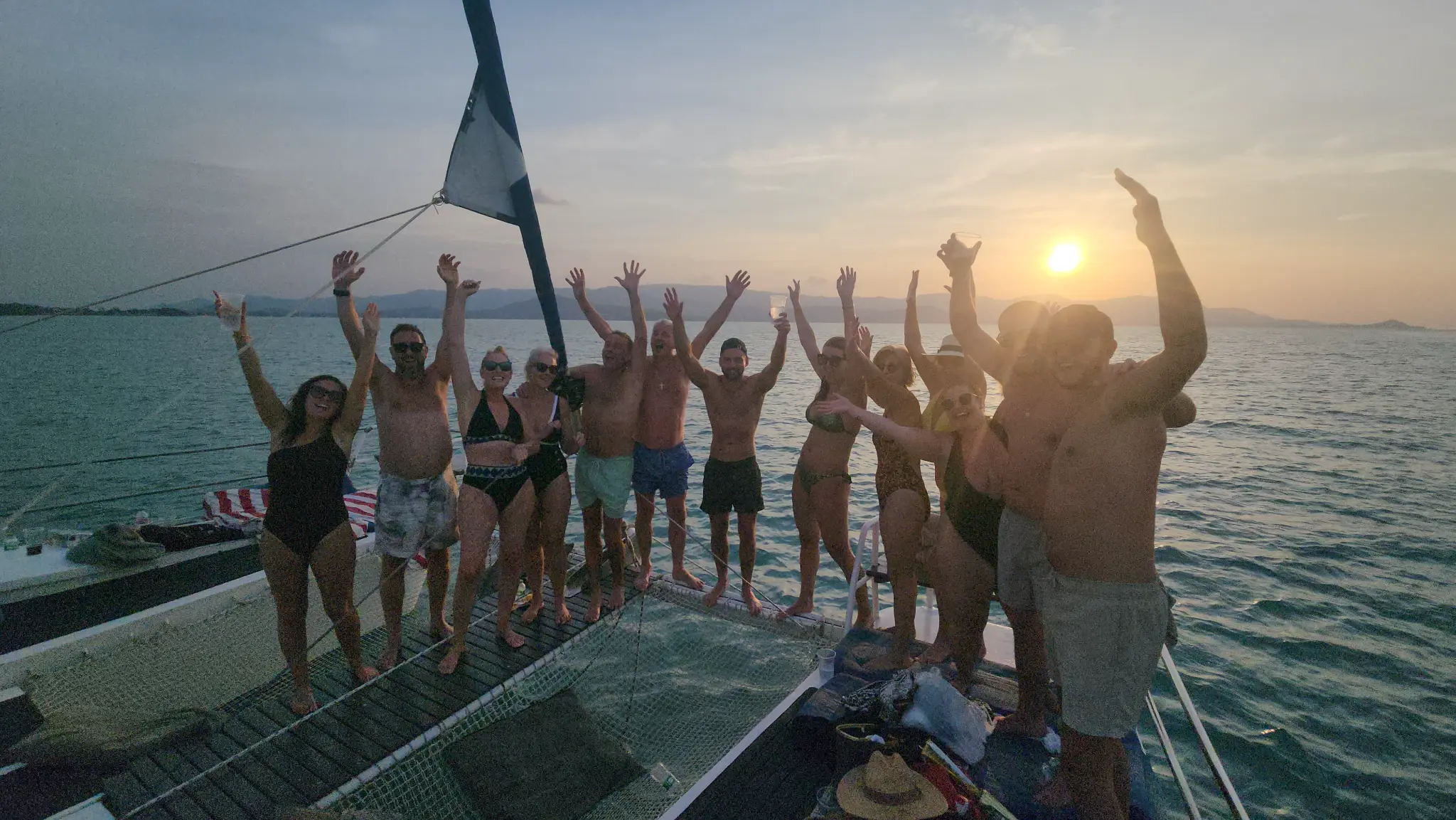 Golden sunset view from private charter